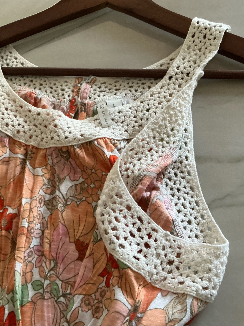 Cato Floral Crochet Tank Top Sz L Boho Sleeveless Blouse - Picture 8 of 9